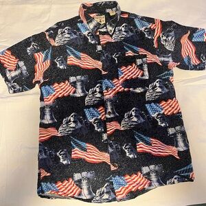 Vintage RedHead Patriotic Print Button Down Shirt